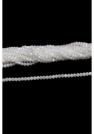 6 Mm Süt Beyazı Kristal Cam Boncuk 1 Dizi - 80-85 Adet