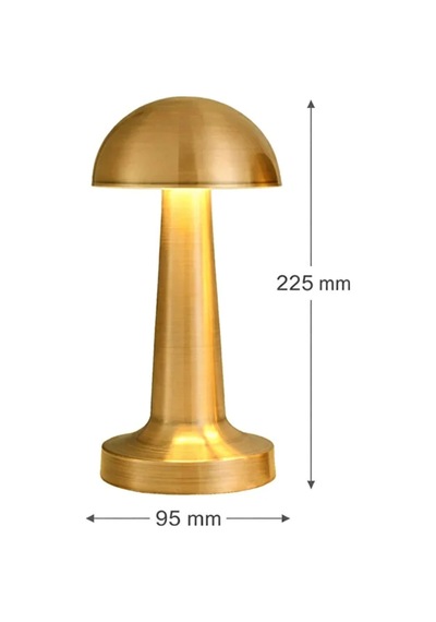 Gold Mantar Masa Lambası Şarjlı Dokunmatik 3 Renk Led Dekoratif Gece Ve Masa Lambası Kafe Restaurant Wb-ekl02 Altın