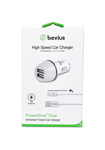 Bezos Lightning Beyaz 15w Çift Usb Kablolu Araç Şarj Cihazı Bvs-au516 Ob Standart