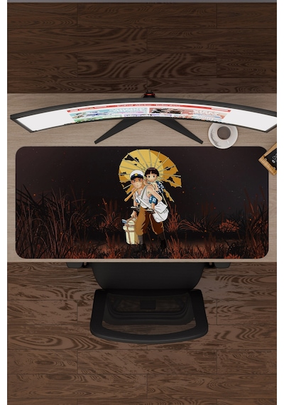 Ateşböceklerinin Mezarı Anime V5 - 90x40 Xxl Gaming Kauçuk Kaymaz Taban Mouse Pad Fare Altlığı