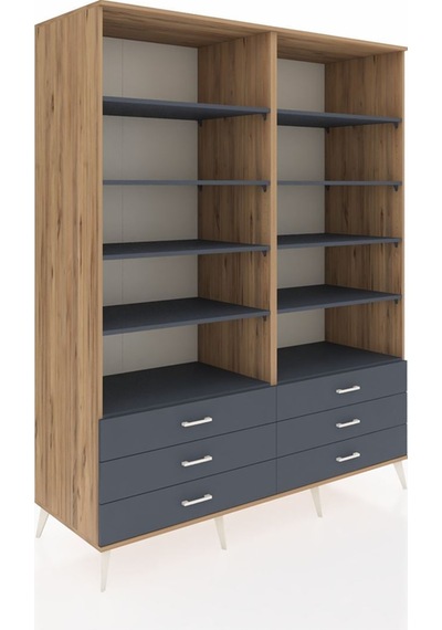 Kronos Gardrop 10 Raflı 6 Çekmeceli 176x59x221 Çam-antrasit Antrasit Kronos Gardrop 10 Raflı 6 Çekmeceli 176x59x221 Çam-antrasit Antrasit