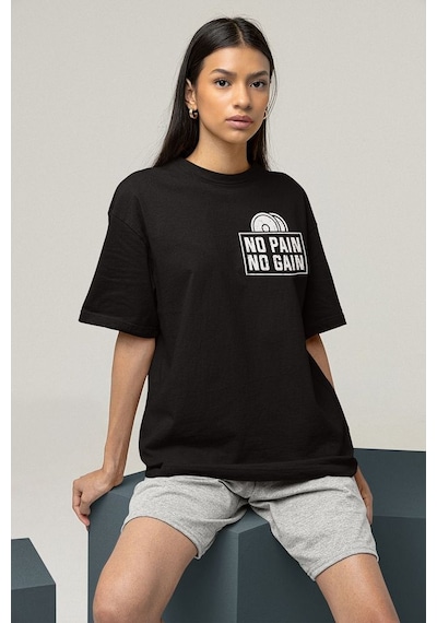 No Pain No Gain Baskılı Unisex Oversize Losing Is Not An Option Y Siyah