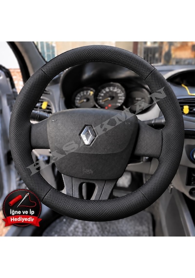 Renault Latitude Dikme Direksiyon Kılıfı Premium Komple Delikli Deri Siyah Dikiş 2010-2015