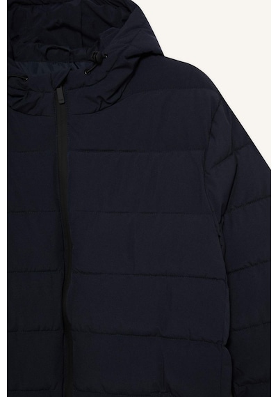 Defacto Su İtici Slim Fit Dar Kesim Astarlı Kapüşonlu Fermuarlı Cepli Dolgulu Mont R0216az25aunv64 Lacivert-nv64