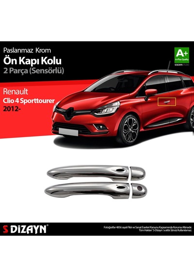 S-Dizayn Renault Clio 4 Sporttourer Krom Kapı Kolu 2 Kapı Sensörlü 2012 Üz
