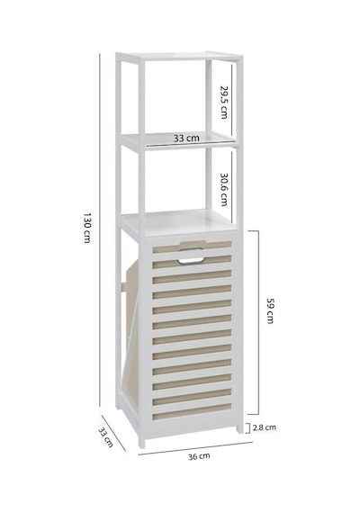Digithome Bambu Beyaz Mat Lake Kirli Sepetli 3 Raflı Banyo Düzenleyici Çamaşır Sepeti Db-0019 Kahverengi