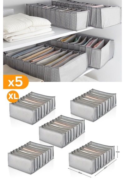 Serstil 5 Adet 8 Gözlü Gri Benekli Çekmece İçi Düzenleyici Organizer Xlarge Diğer
