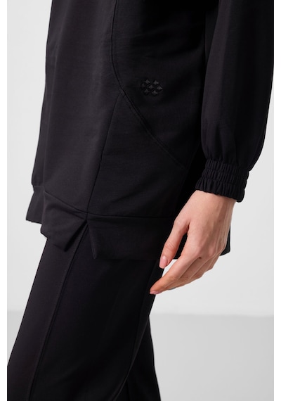 Siyah O Yaka Basic Oversize Kadın Eşofman Tunik Takım - 95347 Siyah