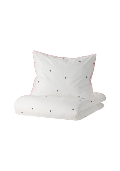 Ikea Vankrets Tek Kişilik Nevresim Takımı 150 X 200 Cm Beyaz - Siyah - Pembe Çok Renkli