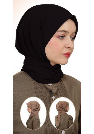 Mim Eşarp Pratik Çıtçıtlı Şal Siyah