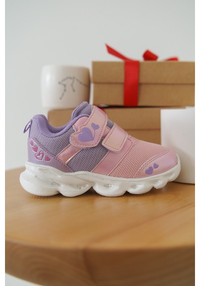 Daxtors Cayt Cırtlı Unisex Çocuk Sneaker Spor Ayakkabı Pudra