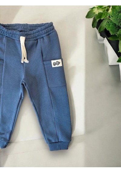 Zekids Çocuk 3 İplik Şardonlu Eşofman Alt-14209 Indigo