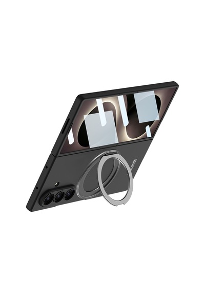 Samsung Uyumlu GalaxyZ Fold 8 Ultra Kılıf M-safe Şarj Özellikli Celikaksesuar Kıpta Yüzüklü Kamera Korumalı Kılıf Titanyum