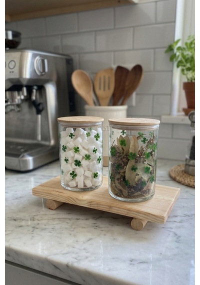 Doğal Ahşap Ayaklı Mutfak Düzenleyici Sunum Standı 30x15 Cm Açık Renk Ahşap