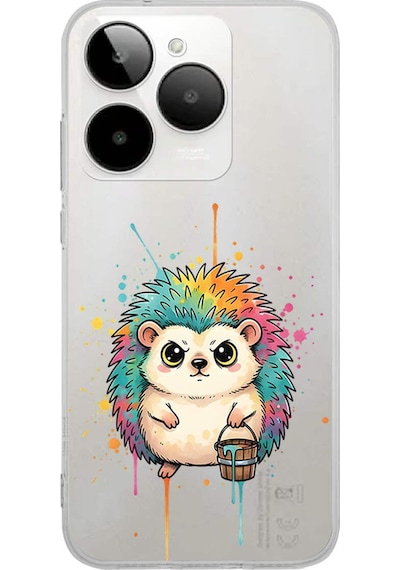 General Mobile Era 30 İle Uyumlu Splash Kirpi Tasarımlı Şeffaf Silikon Kılıf 051f