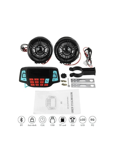 Motosiklet Alarm Mp3 + Fm Çalar Su Geçirmez Lcd Ekran