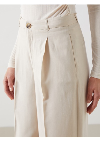 Lcw Vision Bej Loose Fit Keten Karışımlı Kadın Pantolon Lcw Vision Bej Loose Fit Keten Karışımlı Kadın Pantolon