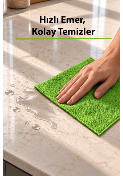 20 Li Rulo Mikrofiber Temizlik Bezi 25x30 Cm Yıkanabilir Kopart Kullan Süper Emici İz Bırakmaz Yeşil