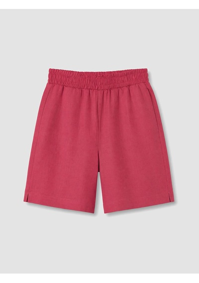 Lcw Comfort Fuşya Beli Lastikli %100 Keten Kadın Şort