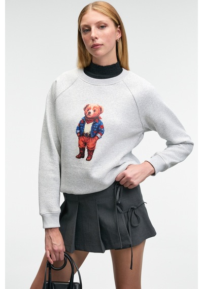 Grimelange Aelorıa Kadın Önü Baskılı Reglan Kol Oversize Grimelanj Sweatshirt Grimelanj