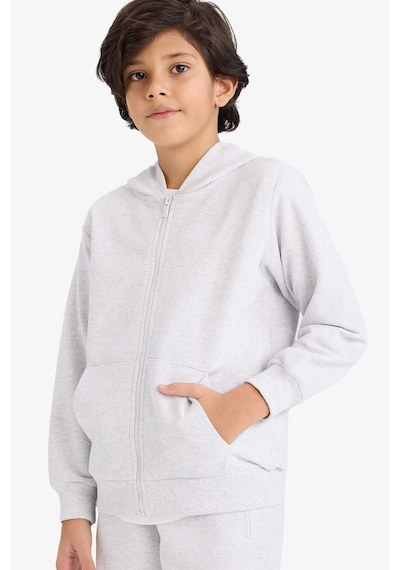Defacto Erkek Çocuk Kapüşonlu Pike Fermuarlı Sweatshirt B6503a826spgr157 Gri-gr157