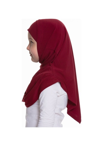 Hürrem Bone Bordo Pratik Hazır Geçmeli Çocuk Tesettür Bone Sandy Kumaş Kendin Bordo