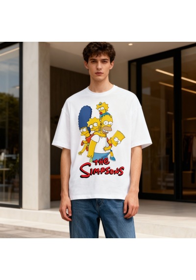 Family Bonds: The Simpsons Valentine's Day Special - Oversize T-s Beyaz