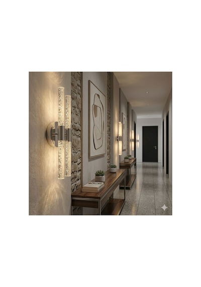 Bubbleflux Dubble Medium 40 Cm Modern Tasarım Led Aplik - Duvar Lambası - Gümüş - Pilli - Günışığı Gümüş Pilli