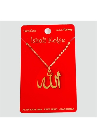 Flzdgnkr Allah Yazılı Uçlu Kolye-sarı altın