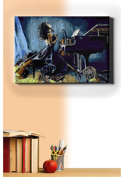 Webstyle Sayılarla Boyama Seti Kasnaklı Piyanist Kadın 60 X 75 Cm