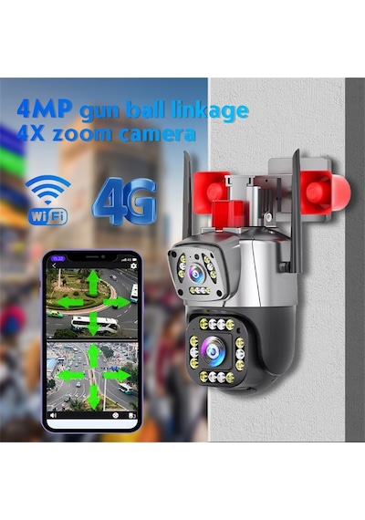 Yoosee Ys-17 Siren Çift Kameralı Ptz Speed Dome 5mp Siren Alarmlı