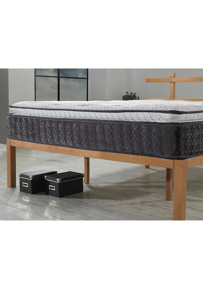 Mu&bah Antrasit Ultra Ortopedik Lara Pedli Paket Yaylı Tavşan Tüyü Kumaş Yatak 100x200