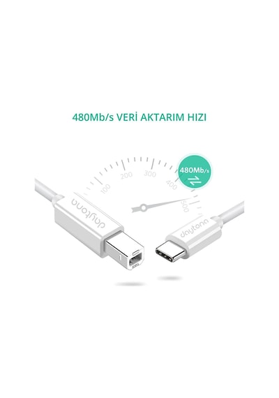 Daytona TB1-2 Type-C to USB B Estrüman Yazıcı Çevirici Kablo 1 M Daytona TB1-2 Type-C to USB B Estrüman Yazıcı Çevirici Kablo 1 M