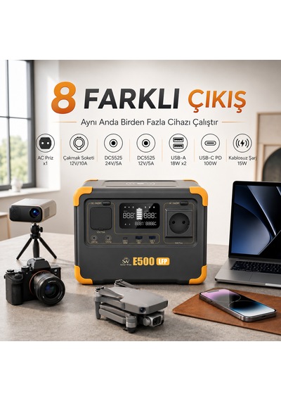 Solar Wise E500lfp 600w 576wh Lifepo4 Ups Destekli Wifi Bluetooth Kablosuz Şarj Taşınabilir Güç İstasyonu