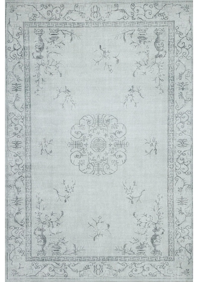 Bespoky Cornelia 9243 Madalyon Desenli Salon Halısı Dijital Baskı Gri