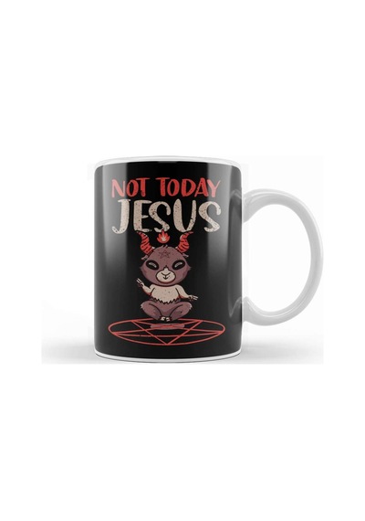 Satanism Baphomet Goat Pentagram Not Today Jesus 01 Kupa Bardak Porselen Karışık