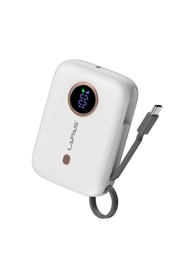 Taşınabilir Powerbank 10.000mah Lp-pw001 Dijital Led Göstergeli Type-c Kablolu Beyaz