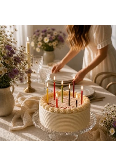 Adet 5 Renk Mum Dilek Mumu Doğal Petek Ince Uzun Parti Rituel Doğum Günü Mumu Beeswax Candle 5 Renk Birlikte Çok Renkli