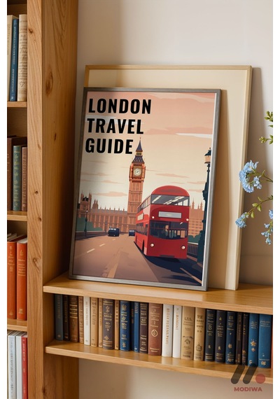 Londra Seyahat Rehberi Posteri, Siyah Çerçeveli Duvar Tablosu - Seyahat Severlere Hediye
