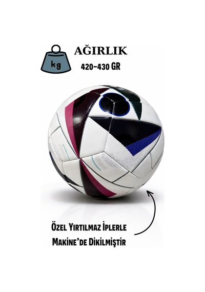 Futbol Topu Euro 2024 Halı Saha Ve Sert Zemin Dikişli Futbol Topu Çok Renkli