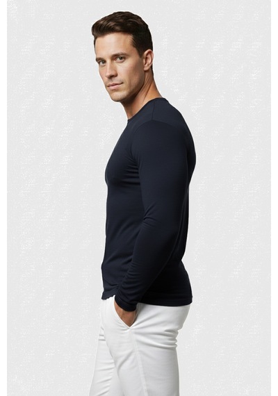 Deepsea Lacivert Dar Kalıp Likralı %90 Pamuk Erkek Sweatshirt Vücuda Oturan İnce Penye Sweat 2300423 Lacivert Deepsea Lacivert Dar Kalıp Likralı %90 Pamuk Erkek Sweatshirt Vücuda Oturan İnce Penye Sweat 2300423 Lacivert