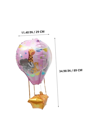 22 İnç Pembe Renk Safari Uçan Balon Temalı Folyo Balon 88-28 Cm Pembe