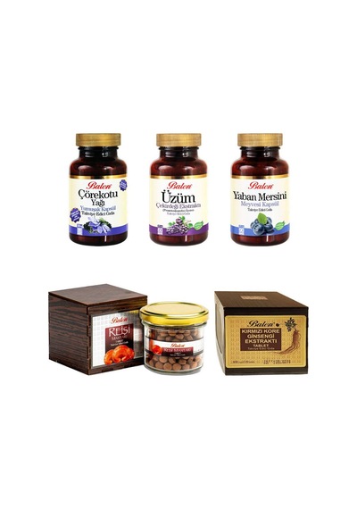 Balen Gınseng+çörekotu +üzüm Çekirdeği+Yaban Mersin+Reishi