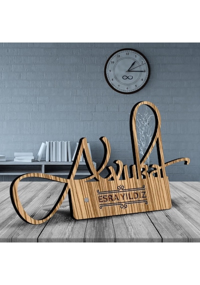 Kişiye Özel Mesleki Avukat Ahşap Masa İsimliği - D7