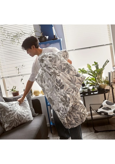 Ikea Brokdracena Tek Kişilik Nevresim Takımı 150 X 200 Cm Beyaz - Siyah