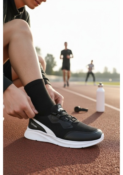 Enoch Erkek Spor Ayakkabı Siyah Beyaz Sneaker Koşu Ve Yürüyüş Performans Modeli Siyah