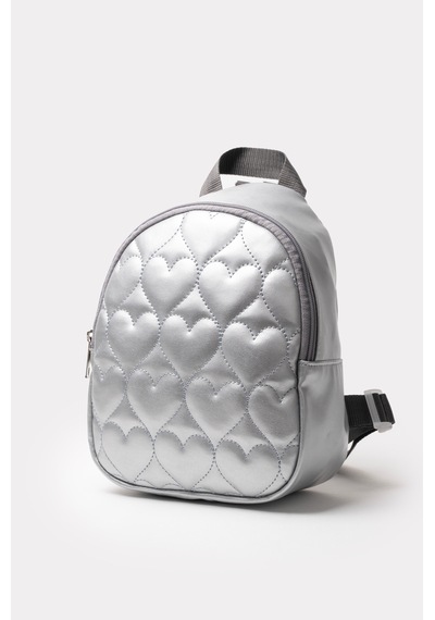 İcone Bag Kız Çocuk Kalp Nakışlı Orta Boy Sırt Çantası Gümüş