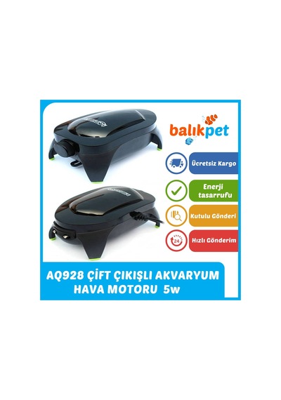 Aquawing 928 Çift Çıkışlı Akvaryum Hava Motoru 5w 2x3 Litre Min