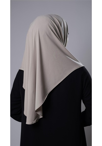 Hürrem Bone Bej Pratik Hazır Geçmeli Tesettür Eşarp Sandy Kumaş Yırtmaçlı Düz Hijab 2310 12