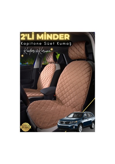 Kia Sorento Uyumlu 2'li Süet Oto Koltuk Minderi Terletmez Universal Oto Koltuk Kılıfı A1 Kahverengi
